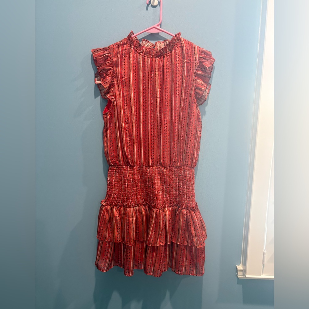 Pants Store Red Striped Ruffle Dress